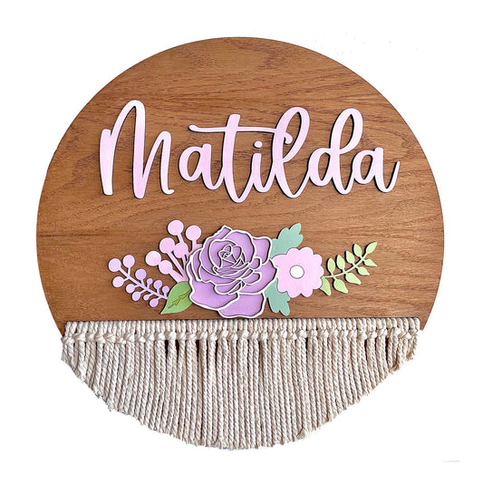 Macrame Boho Style Name Plaque